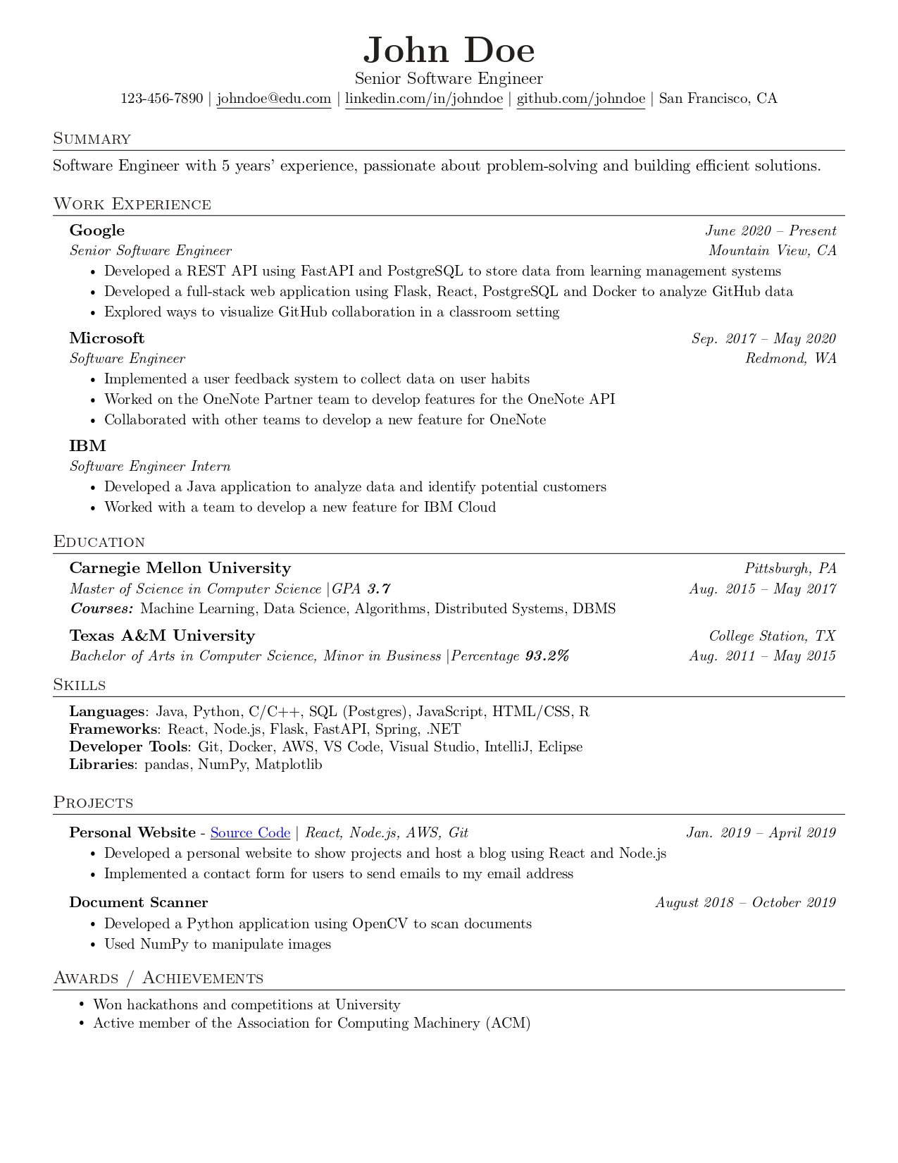 Simple and Elegant Resume Template